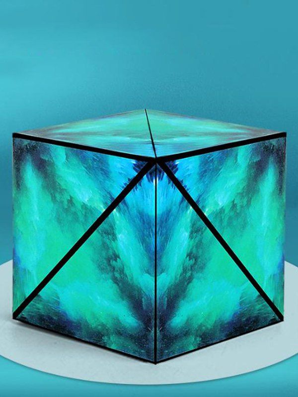 Cube de Nuit Puzzle 3D Motif Etoiles Dorées avec Ruffled Jouet Décompression - Vert 