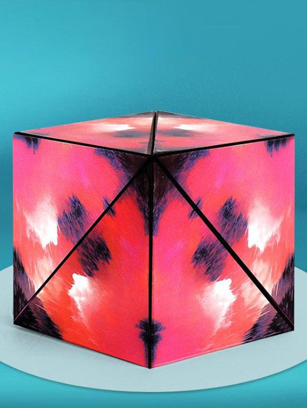 Cube de Nuit Puzzle 3D Motif Etoiles Dorées avec Ruffled Jouet Décompression - Rouge 