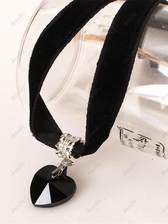 Collier Ras-du-Cou Pendant Gothique Cœur en Velours - Noir 