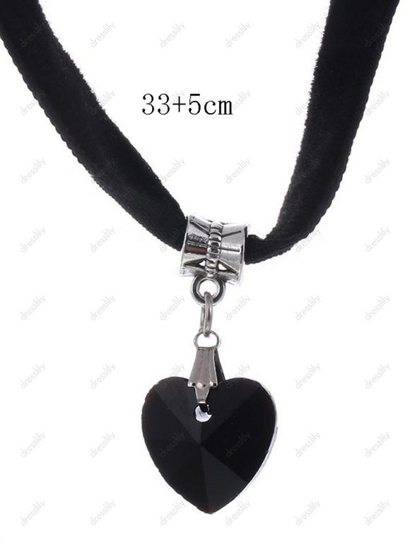 Collier Ras-du-Cou Pendant Gothique Cœur en Velours - Noir 