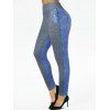 Legging Moulant à Imprimé 3D Jean à Taille Haute - Bleu clair XXXL