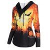 Sweat à Capuche D'Halloween Décontracté à Imprimé Citrouille à Demi-Zip Faux Deux Pièces - orange clair L