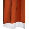 Robe Ligne A Vintage Contrastée en Dentelle en Blocs de Couleurs à Œillets - Orange XL