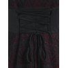 Robe D'Eté Décontractée Haute Basse Superposée Imprimée à Lacets - Rouge foncé XL
