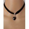 Gothic Choker Velour Heart Pendant Necklace - BLACK 