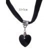 Gothic Choker Velour Heart Pendant Necklace - BLACK 
