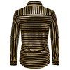 Chemise Boutonnée Rayée Imprimée Manches Longues à Paillettes - d'or XL