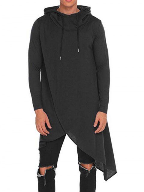 Long Sleeve Hoodie Asymmetrical Hem Pullover Longline Sweatshirt With Hood