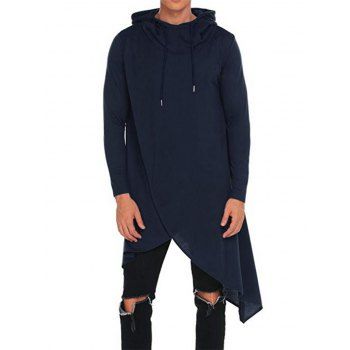 

Long Sleeve Hoodie Asymmetrical Hem Pullover Longline Sweatshirt With Hood, Cadetblue