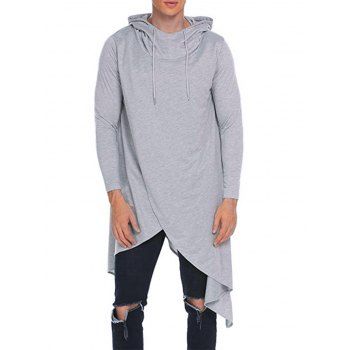 

Long Sleeve Hoodie Asymmetrical Hem Pullover Longline Sweatshirt With Hood, Light gray