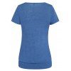 T-shirt Décontracté Chiné en Blocs de Couleurs Manches Courtes à Col Bénitier - Bleu profond XXXL