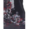 Legging Zippé Découpé Bouclé et T-shirt Gothique Anneau en O à Imprimé Rose et Sang - Noir S