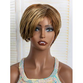

6 Inch Short Side Bang Straight Capless Heat Resistance Synthetic Wig, Caramel