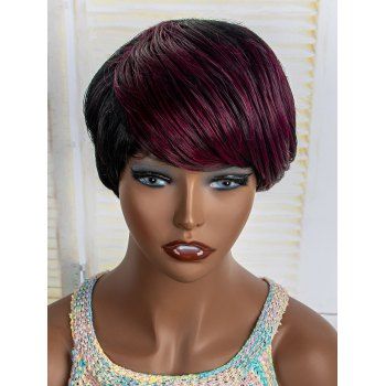

6 Inch Short Straight Side Bang Heat Resistance Synthetic Wig, Firebrick