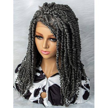

13*4*1 Lace Front 18 Inch Long Curly Heat Resistance Synthetic Wig, Dark slate grey