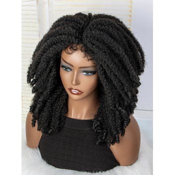 

2*1 Lace Front Curly 14 Inch Medium Heat Resistance Synthetic Wig, Black