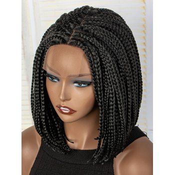 

2*4 Lace Front 12 Inch Medium Braid Bob Heat Resistance Synthetic Wig, Black
