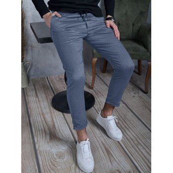 

Solid Color Suit Pants Zipper Fly Pockets Straight Leg Chino Pants, Light blue