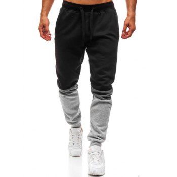 Colorblock Jogger Pants Beam Feet Drawstring Waist Pockets Sports Pants