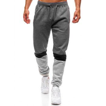 Colorblock Jogger Pants Beam Feet Drawstring Waist Pockets Sports Pants