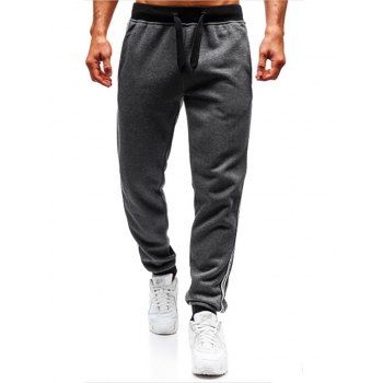 

Striped Print Jogger Pants Drawstring Pockets Beam Feet Long Sports Pants, Dark gray