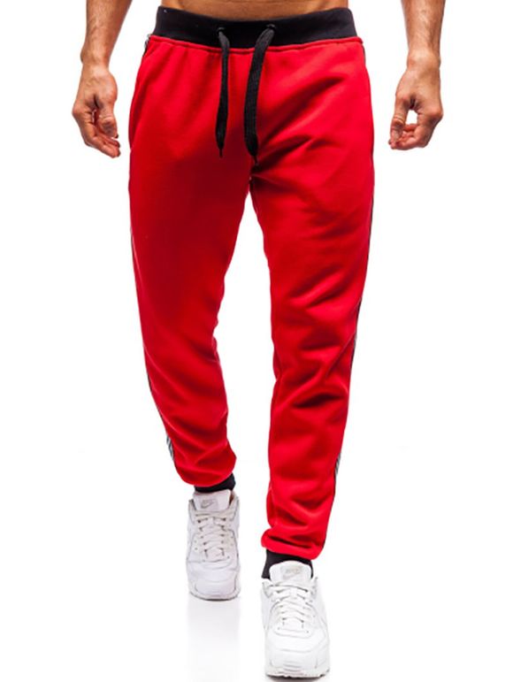Pantalon de Jogging de Sport Long Rayé Imprimé à Pieds Etroits avec Poches - Gris Clair XXL