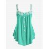 Débardeur Applique Bicolore avec Bouton de Grande Taille - Bleu Vert Ara 5X