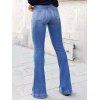 Flare Jeans Overlength Jeans Zipper Fly Patch Pockets High Waisted Casual Denim Pants - BLUE 2XL