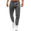 Pantalon de Jogging de Sport Jointif avec Poches Zippées Taille à Cordon - Gris Foncé XS