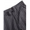 Pantalon Décontracté Long Zippé Rayé Imprimé avec Poches - Gris L