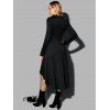 Robe gothique croisée couleur unie demi-fermeture éclair taille haute robe boucle robe midi haute basse - Noir M