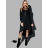 Robe gothique croisée couleur unie demi-fermeture éclair taille haute robe boucle robe midi haute basse - Noir M
