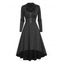 Robe gothique croisée couleur unie demi-fermeture éclair taille haute robe boucle robe midi haute basse - Noir M
