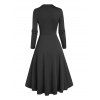 Robe gothique croisée couleur unie demi-fermeture éclair taille haute robe boucle robe midi haute basse - Noir M
