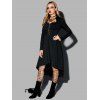 Robe gothique croisée couleur unie demi-fermeture éclair taille haute robe boucle robe midi haute basse - Noir M