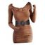 Mini Robe Pull Torsadée Côtelée Ceinturée à Manches Raglan - café XXL