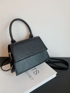 Solid Color Magnetic Closure Handbag Crossbody Bag
