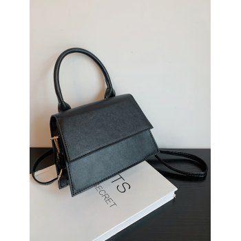 

Solid Color Magnetic Closure Handbag Crossbody Bag, Black