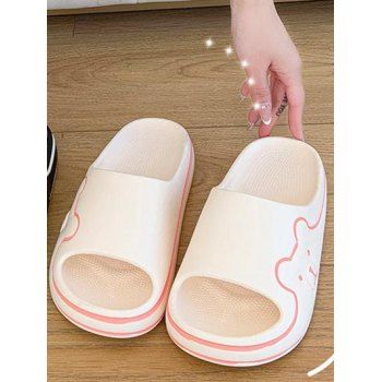 

Cute Bear Thick Platform Anti Slip House Slippers, White