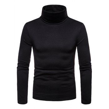 Solid Color T Shirt Flocking Inner Turtleneck Casual Long Sleeve Tee