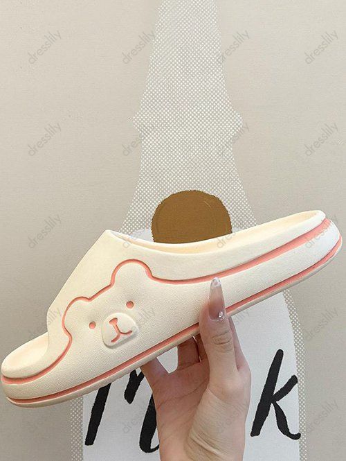 Pantoufles Plate-forme Antidérapantes Motif Adorable Ours - Blanc EU (39-40)