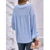 Chemise Boutonnée Haute Basse Goutte Epaule en Couleur Unie à Manches Longues - Bleu clair L
