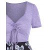 Mini Robe Ligne A Gothique à Imprimé Rose Crâne à Taille Empire - Violet clair L