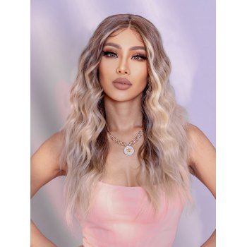 

Long Middle Part Mix Colored Wavy Synthetic Lace Front Wig, Tan