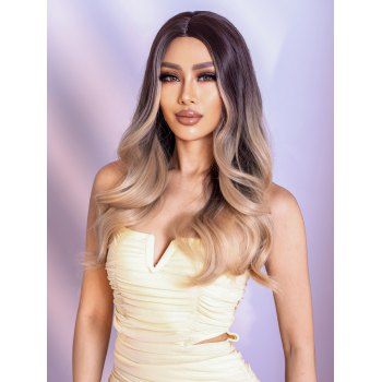 

Long Middle Part Ombre Body Wave Capless Synthetic Wig, Multicolor a