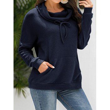 

Kangaroo Pocket Sweatshirt Solid Color Drawstring Long Sleeve Sweatshirt, Deep blue