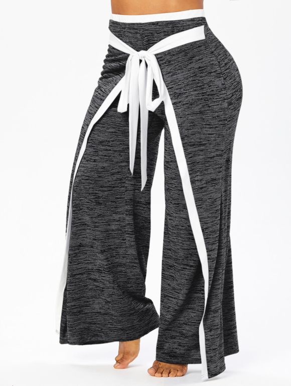 Pantalon de Sport Lâche Contrasté Chiné Imprimé à Taille Elastique Grande Taille - Noir 4X