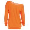 T-shirt D'Halloween Brillant en Couleur Unie Manches Longues à Col Oblique - Orange Foncé XL