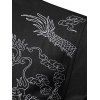 Chemise Décontractée Dragon Chinois Brodé Boutonnée à Manches Longues - Noir XL