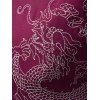 Chemise Décontractée Dragon Chinois Brodé Boutonnée à Manches Longues - Rouge Vineux XL